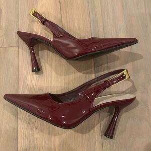 Burgundy paten Heels size 9
